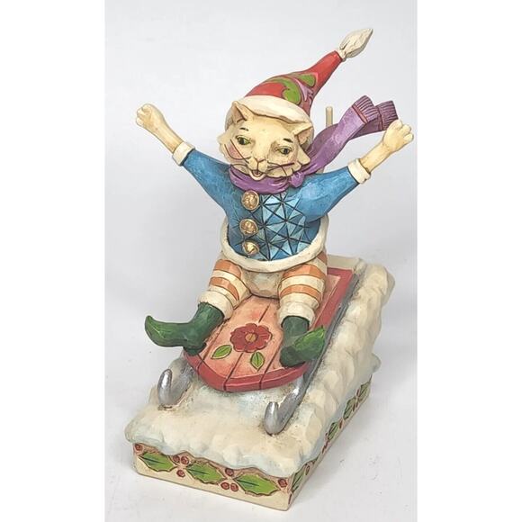 Jim Shore In Purrsuit of Winter Fun Sledding Kitty Cat Snow Fun U196 - Picture 1 of 6